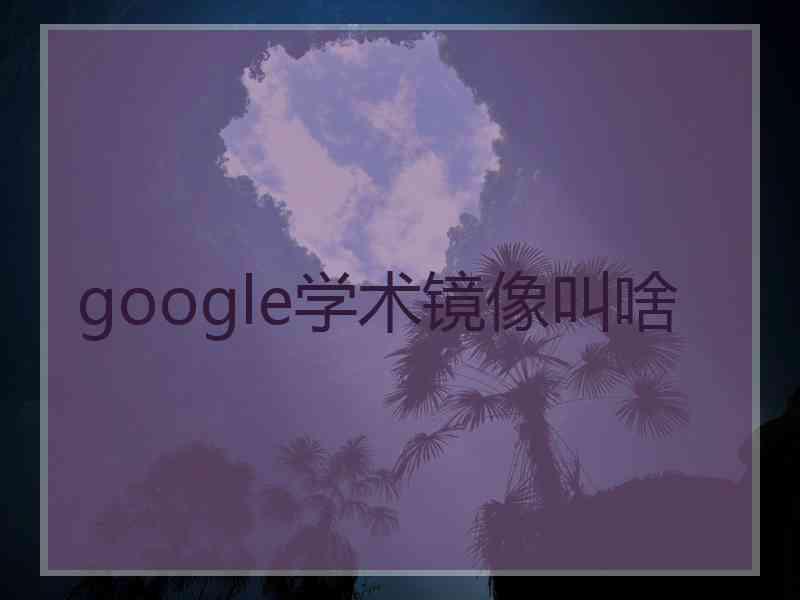 google学术镜像叫啥