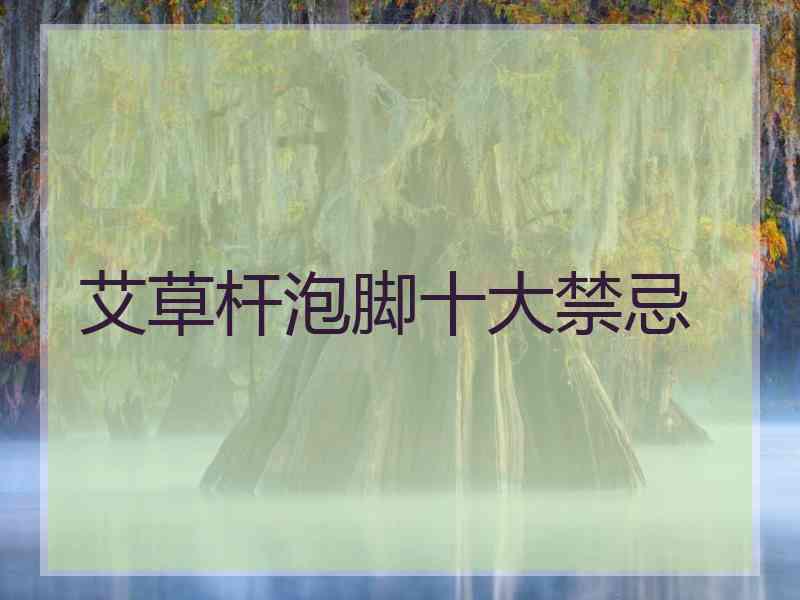 艾草杆泡脚十大禁忌